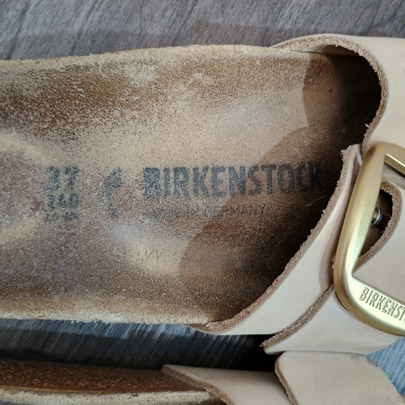 Birkenstock Madrid Big Buckle Leather Sandals Beige Gold Buckle Women's 6-6.5 - Picture 6 of 8
